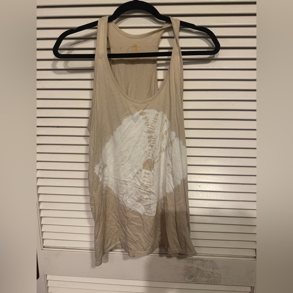 Lily Lotus Beige and White Tank Top